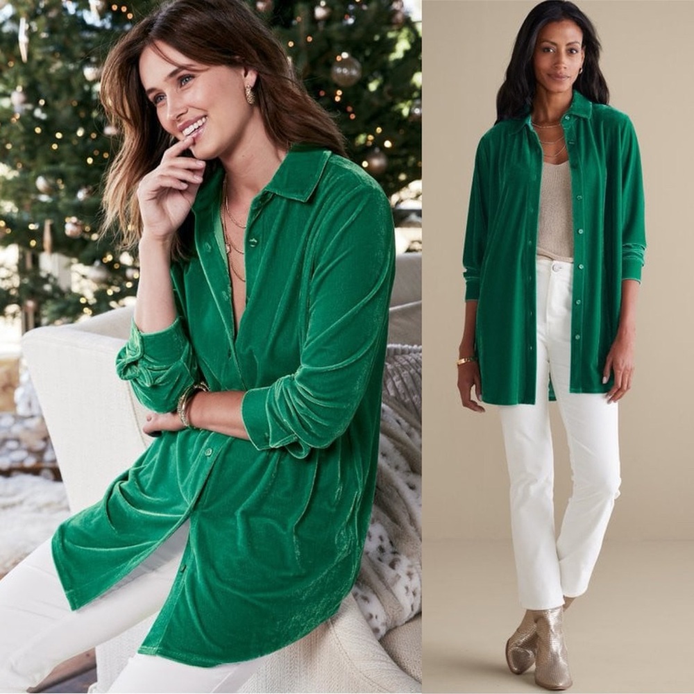 Soft Surroundings Velvet Boyfriend Tunic Shirt
